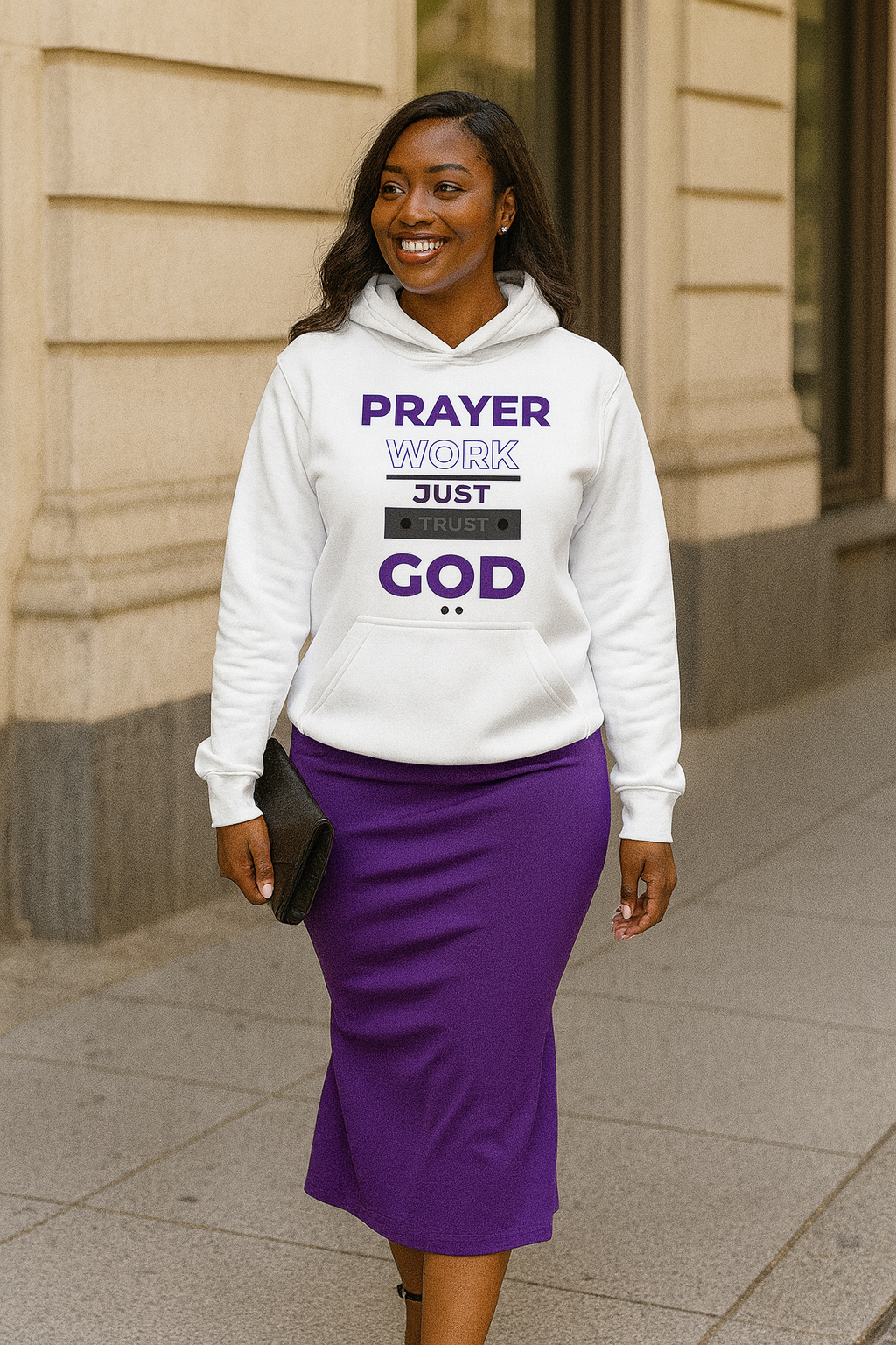 Royal Purple QLKC purple sweatshirt /Prayer work just trust God