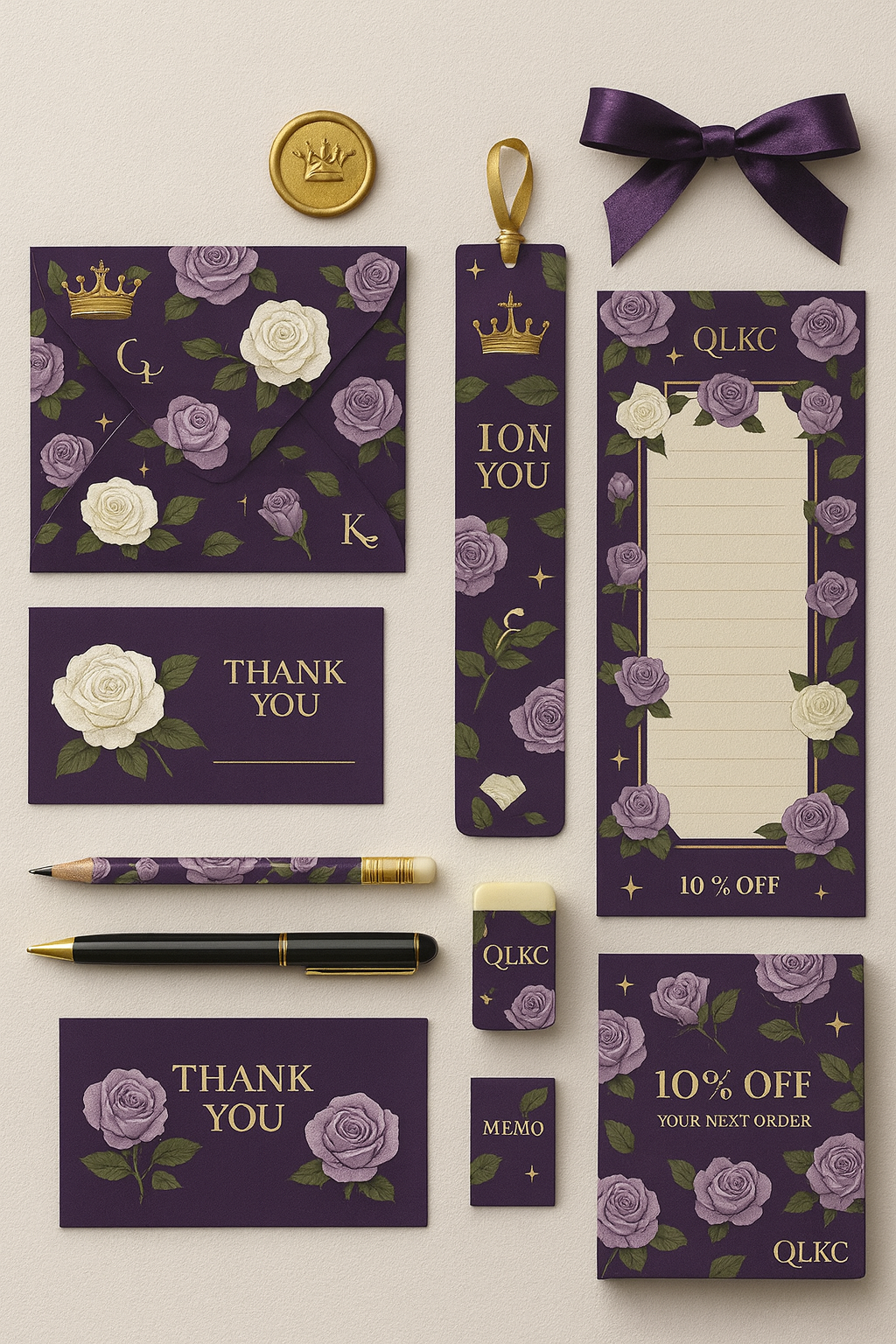 QLKC Royal Rose Stationery Gift Set