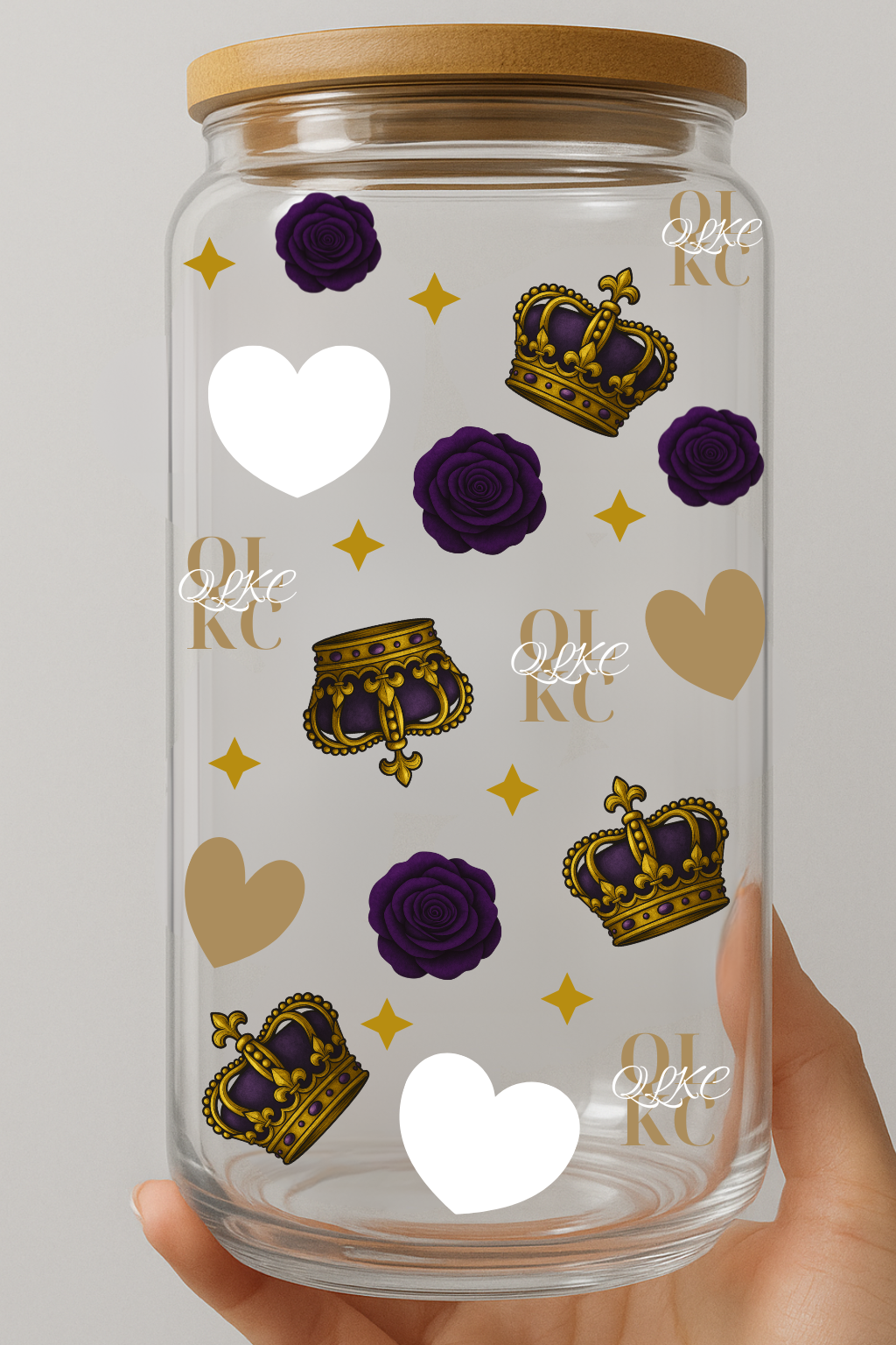 ✨ QLKC Royal crown & rose and hearts Glass Cup ✨