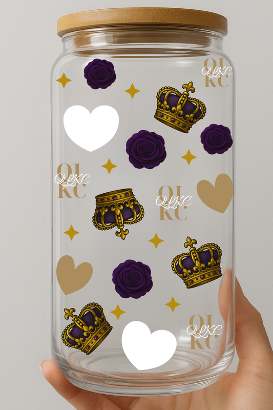 ✨ QLKC Royal crown & rose and hearts Glass Cup ✨